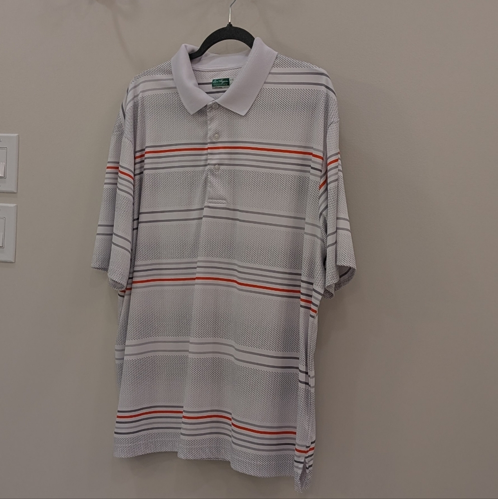 Ben Hogan Men's Striped Polo Shirt - Gray and Orange